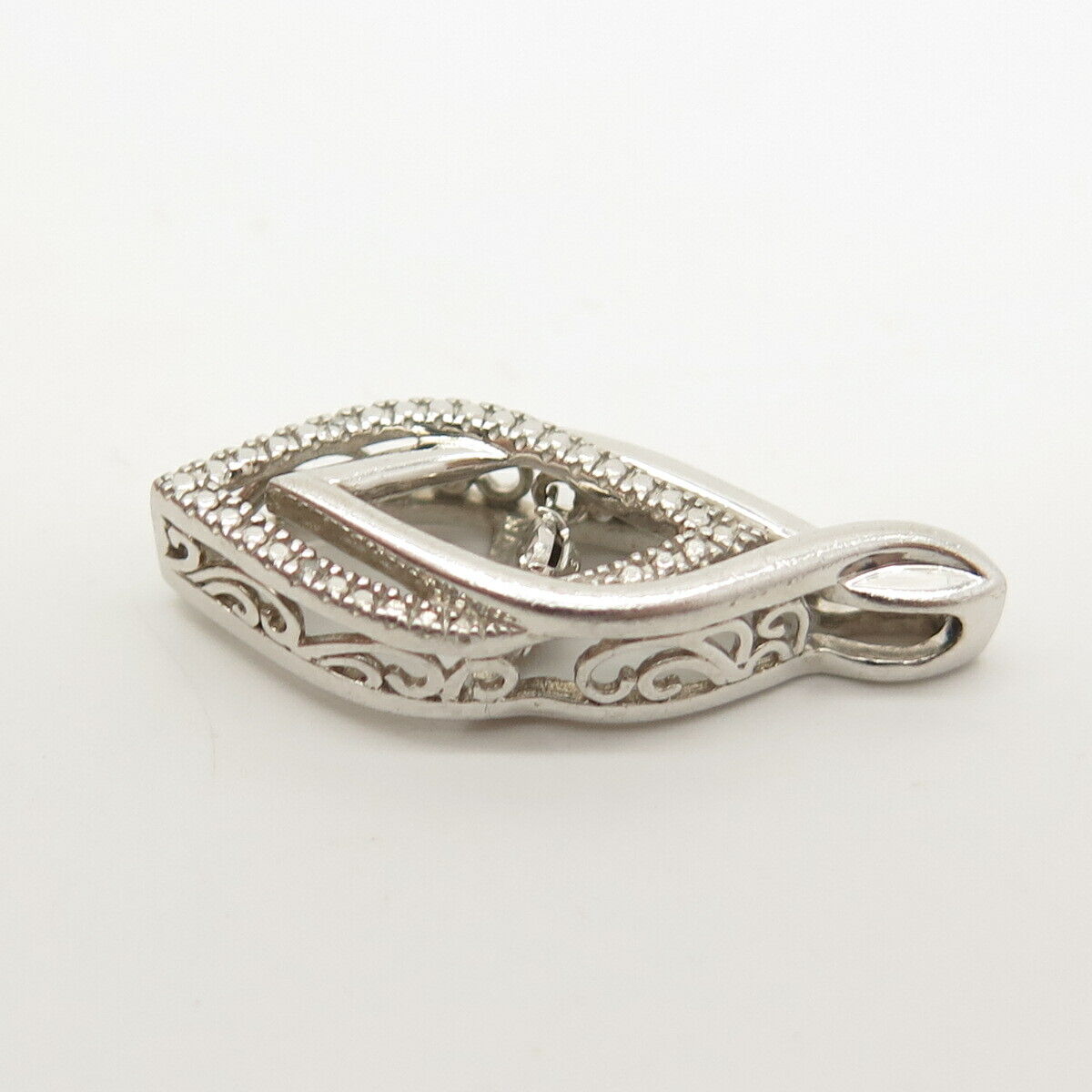 925 Sterling Silver Real Diamond Crossover / Infinity Slide Pendant