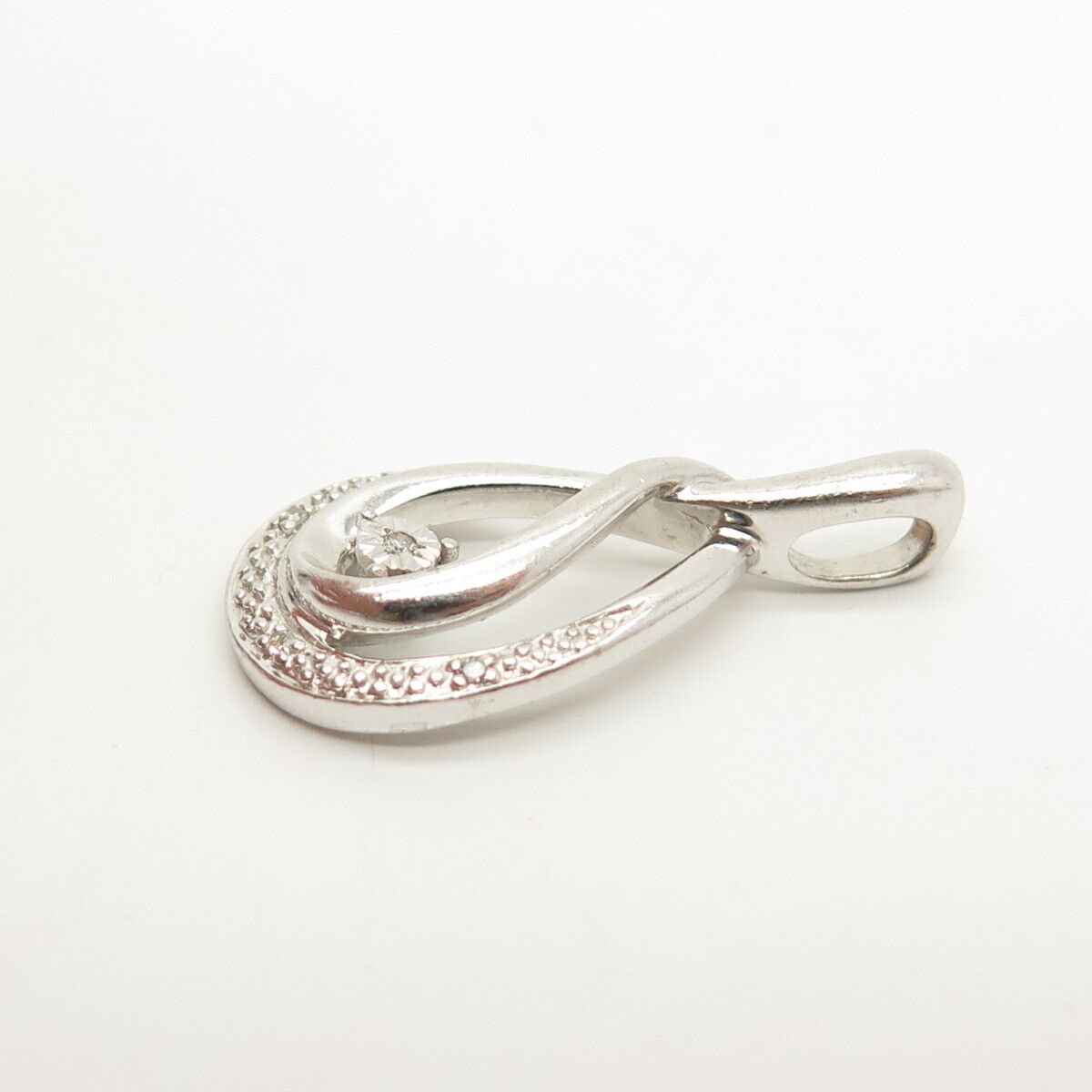 925 Sterling Silver Real Diamond Teardrop Slide Pendant