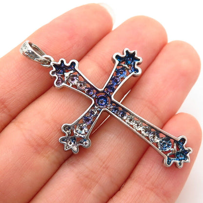 925 Sterling Silver Genuine Diamond Ornate Filigree Cross Design Pendant