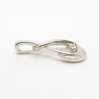 925 Sterling Silver Real Diamond Accent Teardrop Slide Pendant