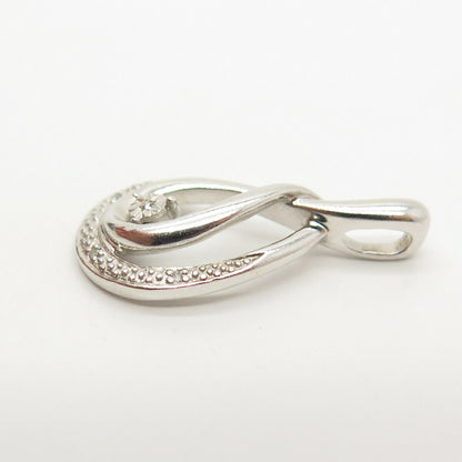 925 Sterling Silver Real Diamond Accent Teardrop Slide Pendant