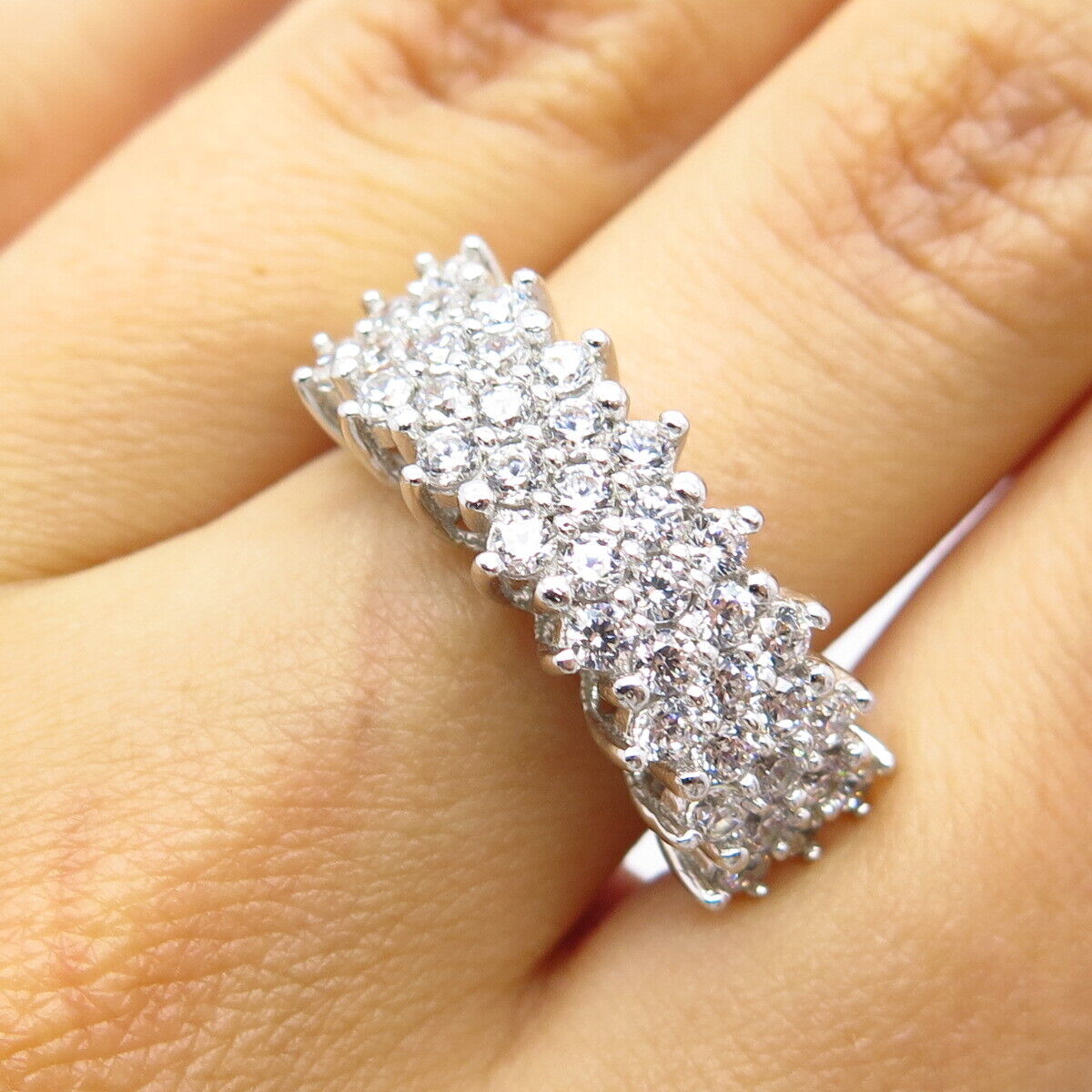 925 Sterling Silver Pave C Z Ring Size 7