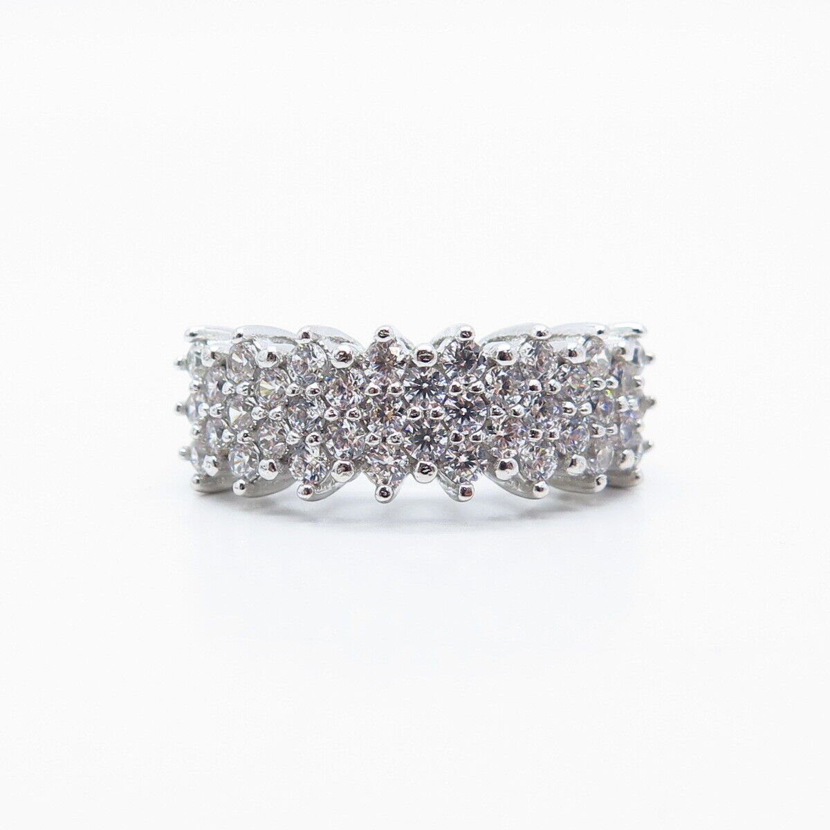 925 Sterling Silver Pave C Z Ring Size 7