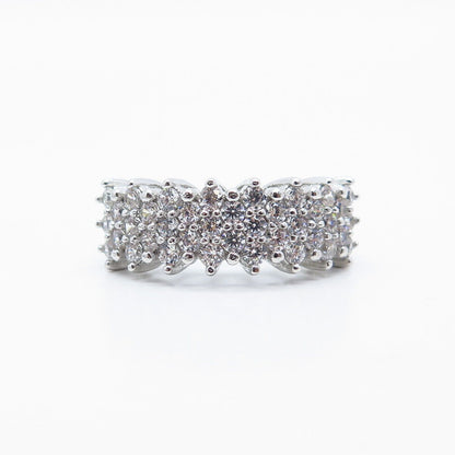 925 Sterling Silver Pave C Z Ring Size 7