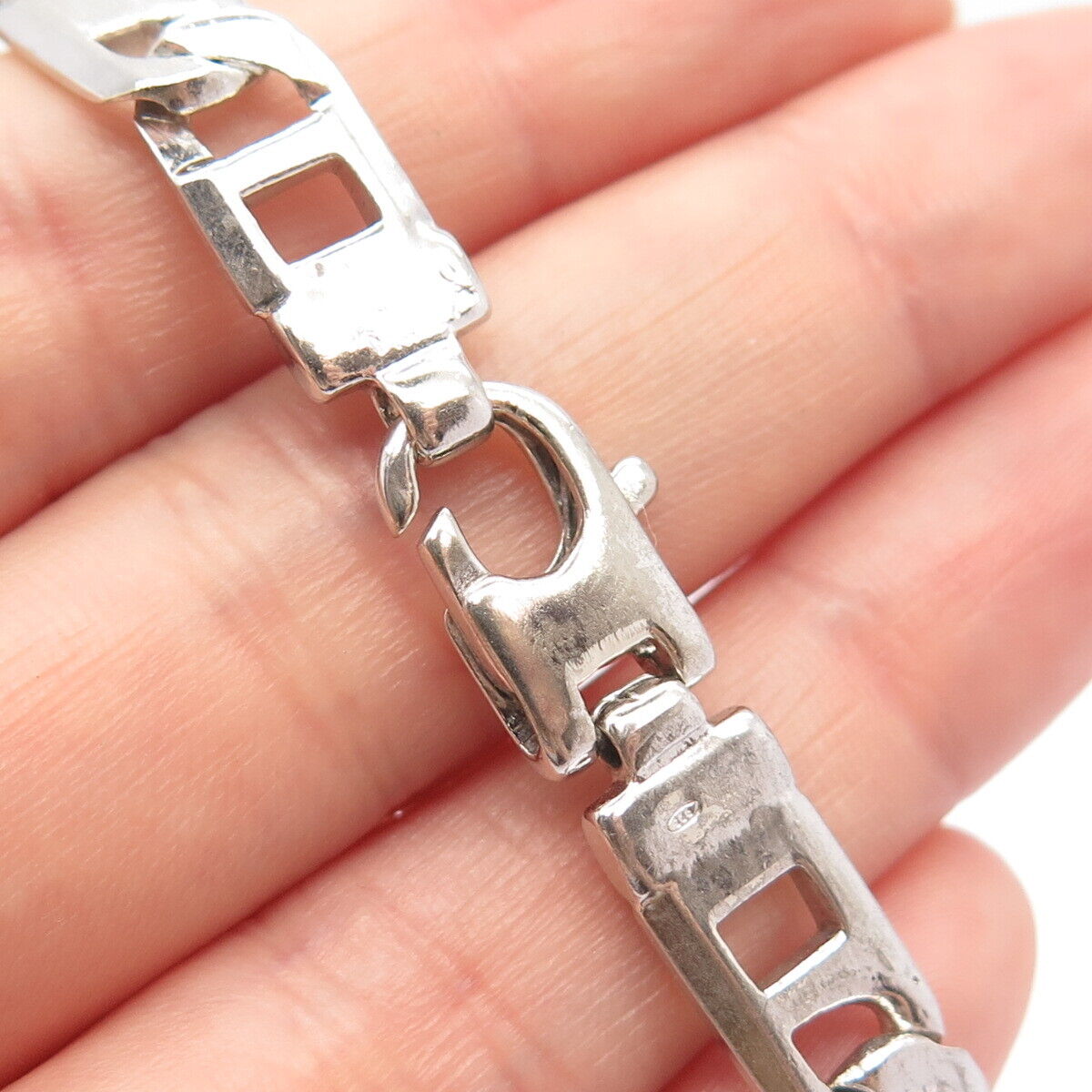 800 Silver Vintage Anchor Mariner Link Bracelet 8"