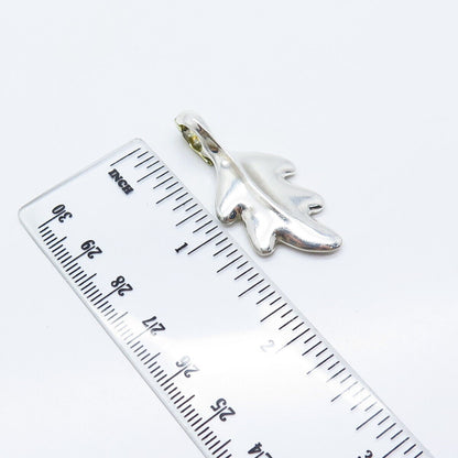 925 Sterling Silver 2-Tone Vintage Carole Leaf Pendant