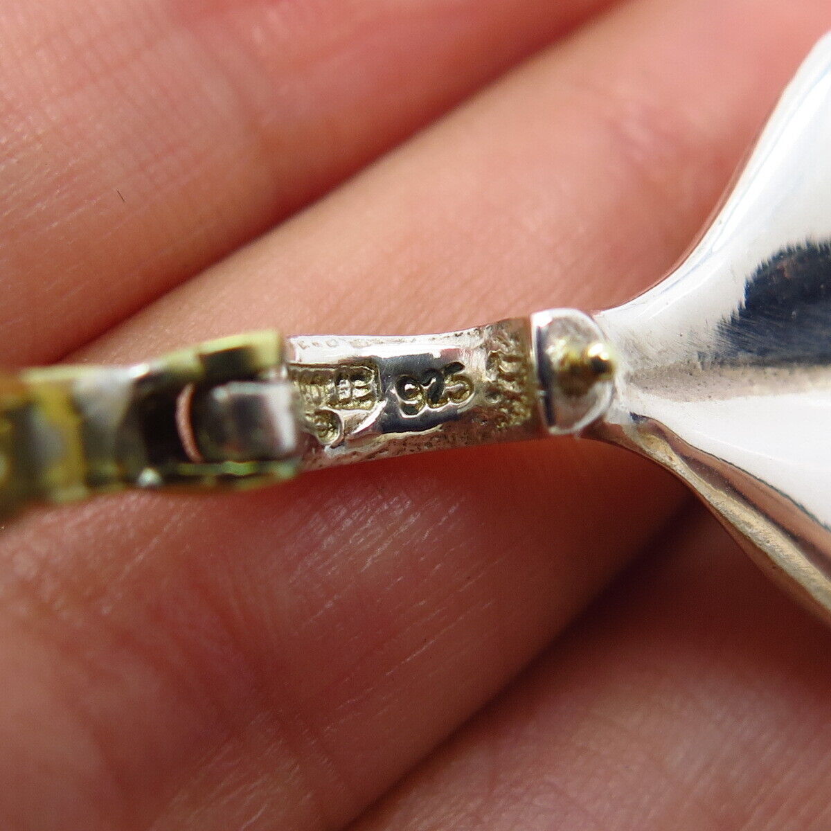 925 Sterling Silver 2-Tone Vintage Carole Leaf Pendant