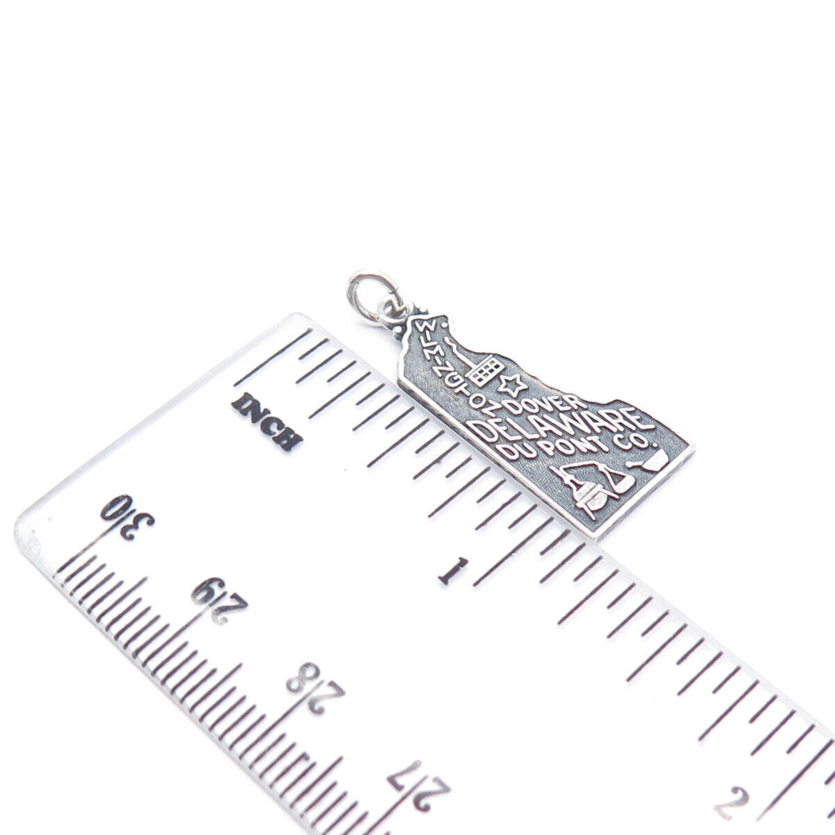 925 Sterling Silver Vintage ''Delaware'' State Map Charm Pendant