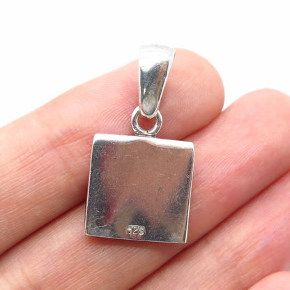 925 Sterling Silver Vintage Real Mother-of-Pearl Pendant