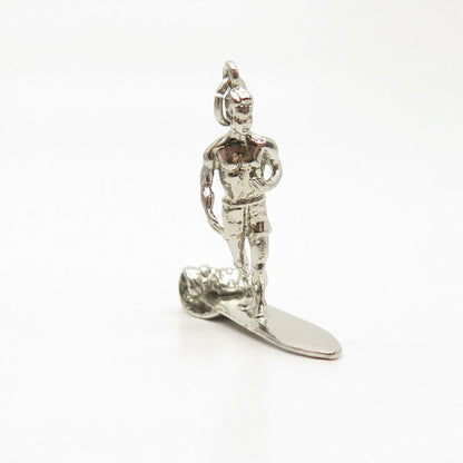 925 Sterling Silver Vintage Surfer Design Pendant