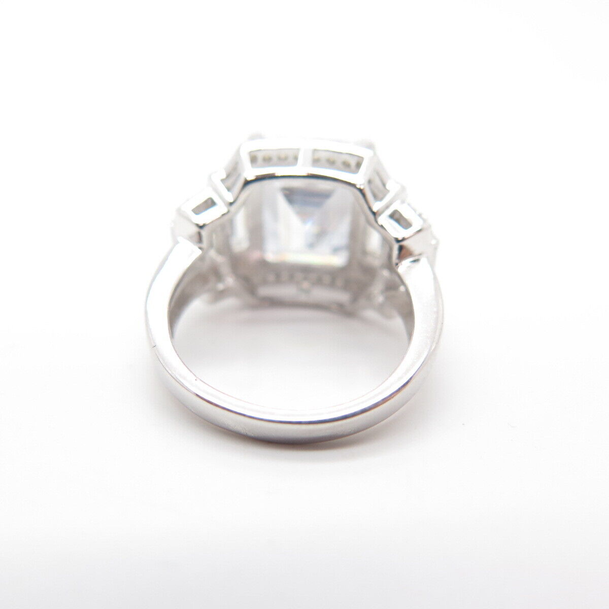 925 Sterling Silver Radiant-Cut C Z Wide Ring Size 5.75