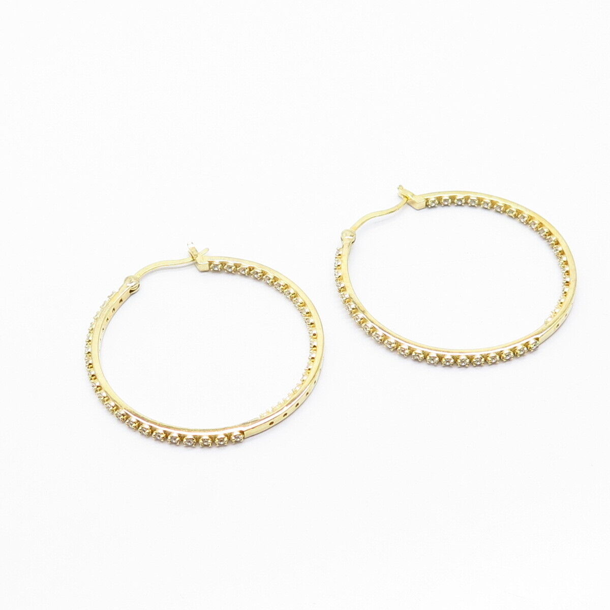 925 Sterling Silver C Z Hoop Earrings