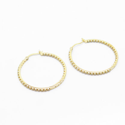 925 Sterling Silver C Z Hoop Earrings