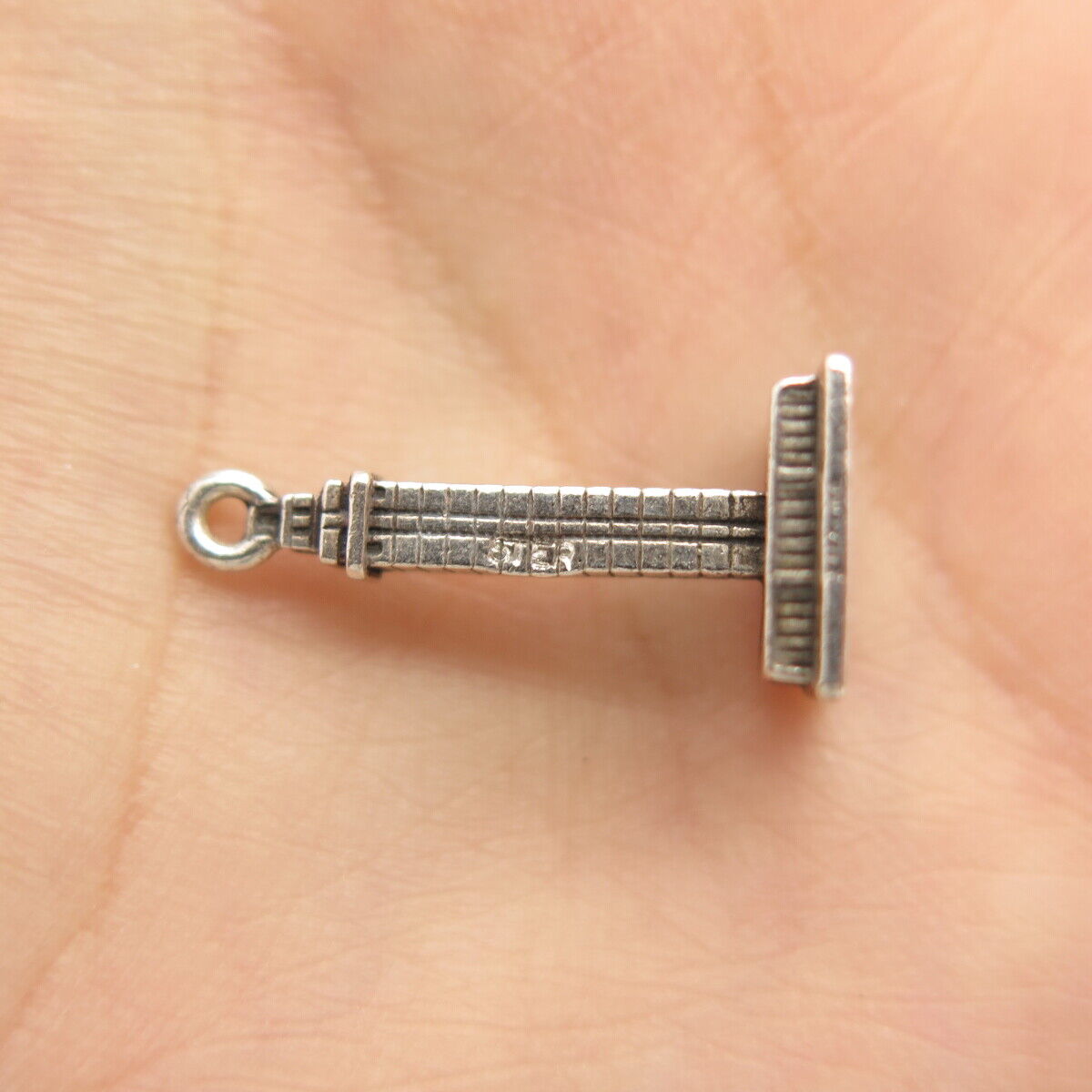 925 Sterling Silver Vintage Tower Charm Pendant