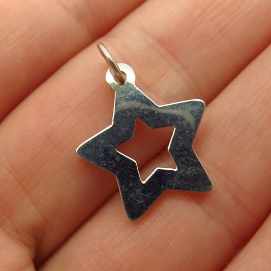 925 Sterling Silver Open Star / Sparkle Pendant