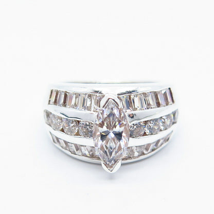 925 Sterling Silver Multi-C Z Ring Size 6.75