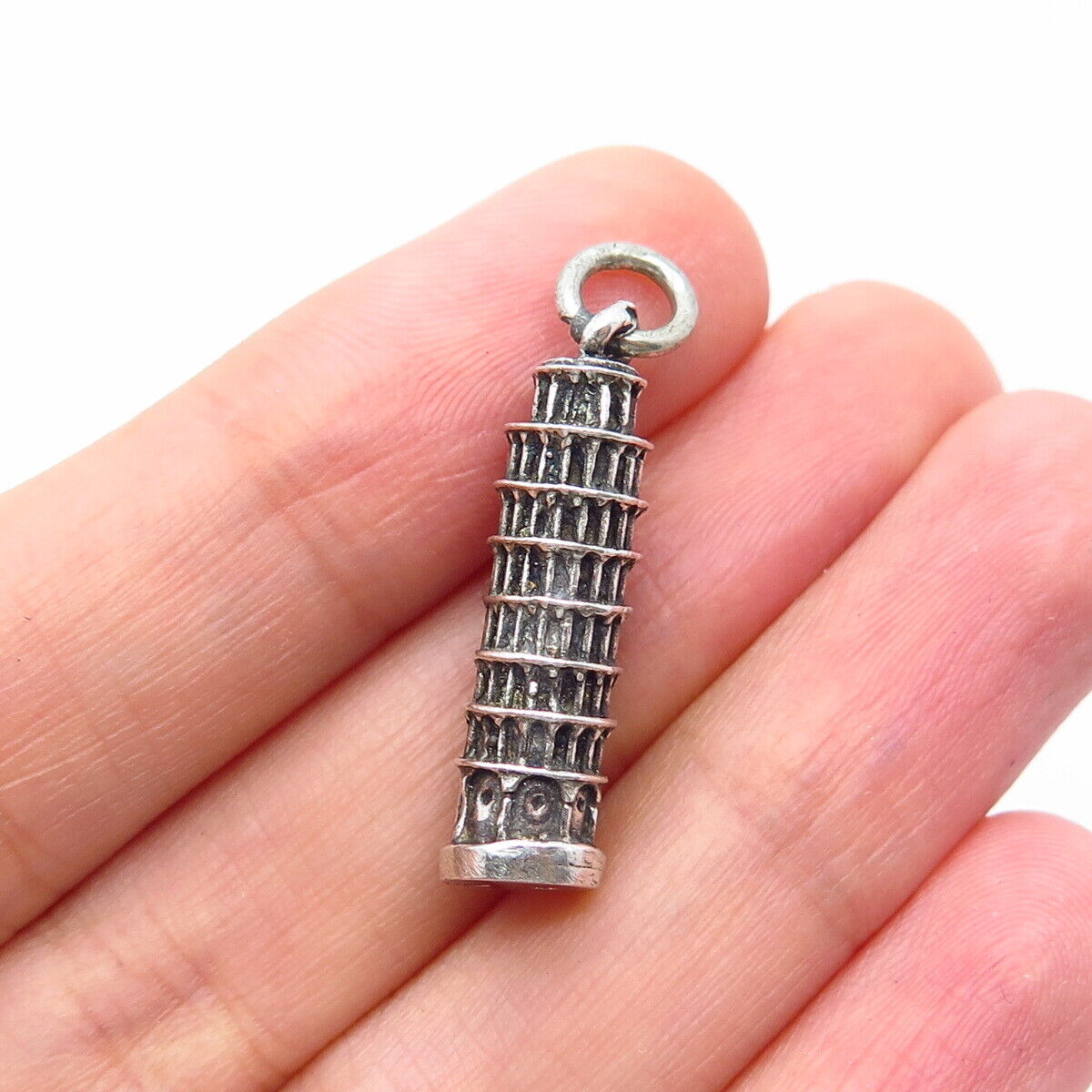 925 Sterling Silver Vintage Pisa Tower Charm Pendant