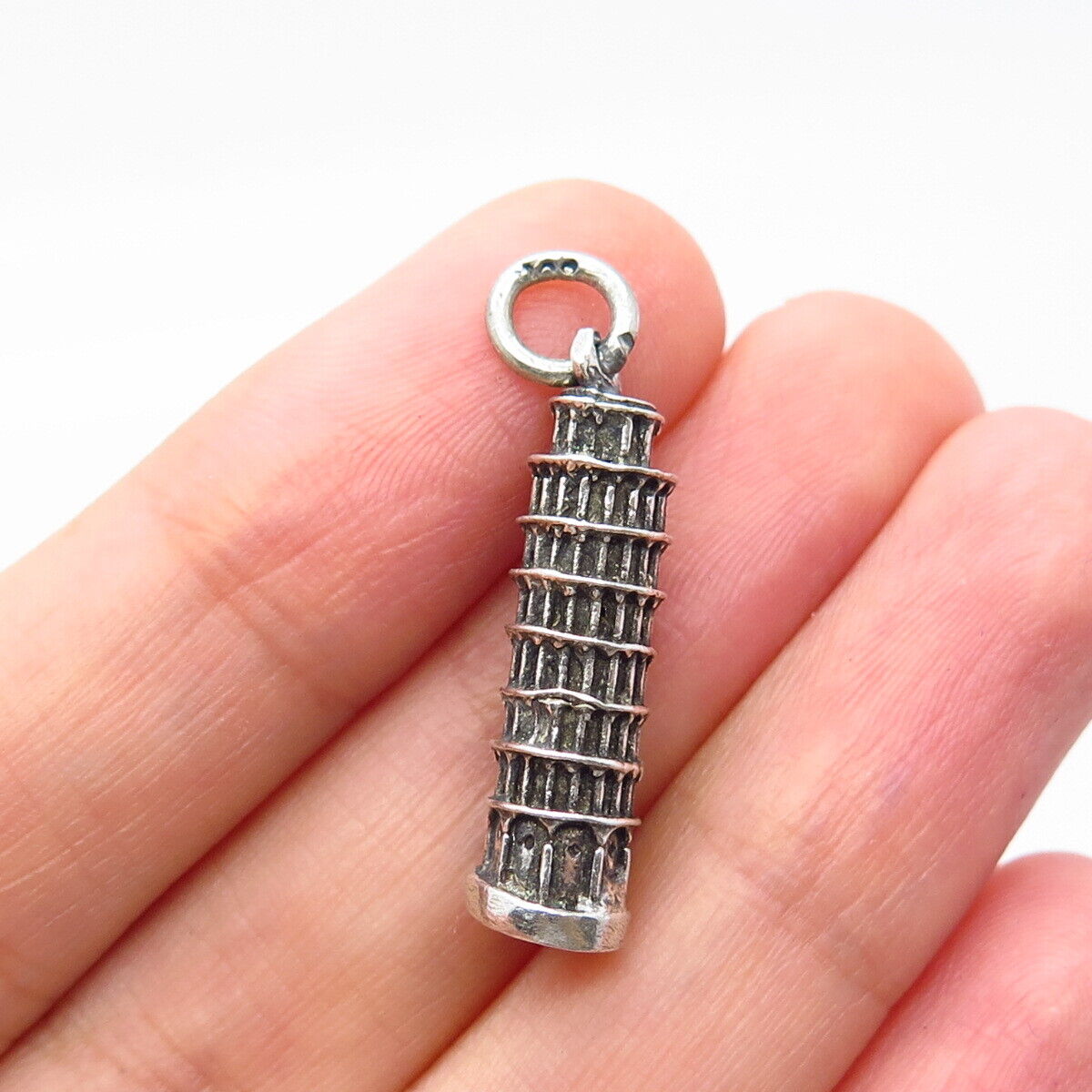 925 Sterling Silver Vintage Pisa Tower Charm Pendant