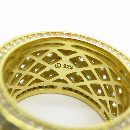 925 Sterling Silver Gold Plated C Z Band Ring Size 8.5