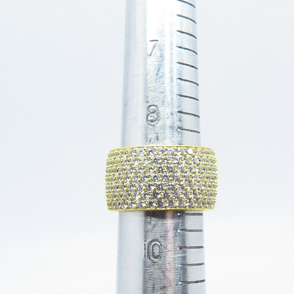 925 Sterling Silver Gold Plated C Z Band Ring Size 8.5