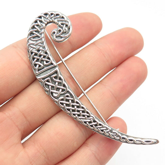 925 Sterling Silver Vintage Peter Stone Celtic Pin Brooch