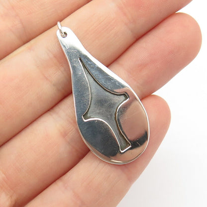 925 Sterling Silver Vintage Modernist Drop Pendant