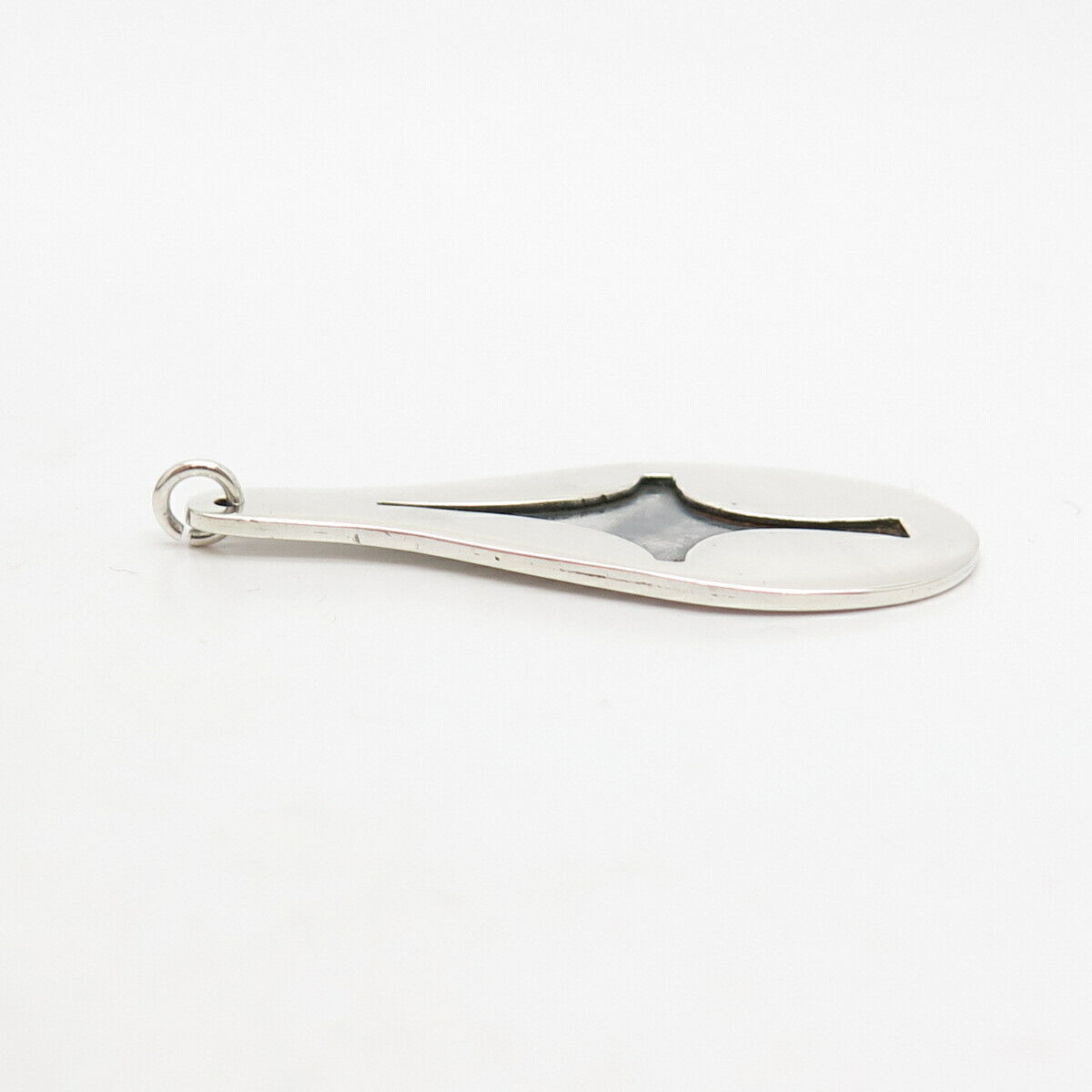 925 Sterling Silver Vintage Modernist Drop Pendant