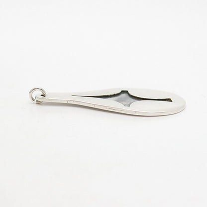 925 Sterling Silver Vintage Modernist Drop Pendant