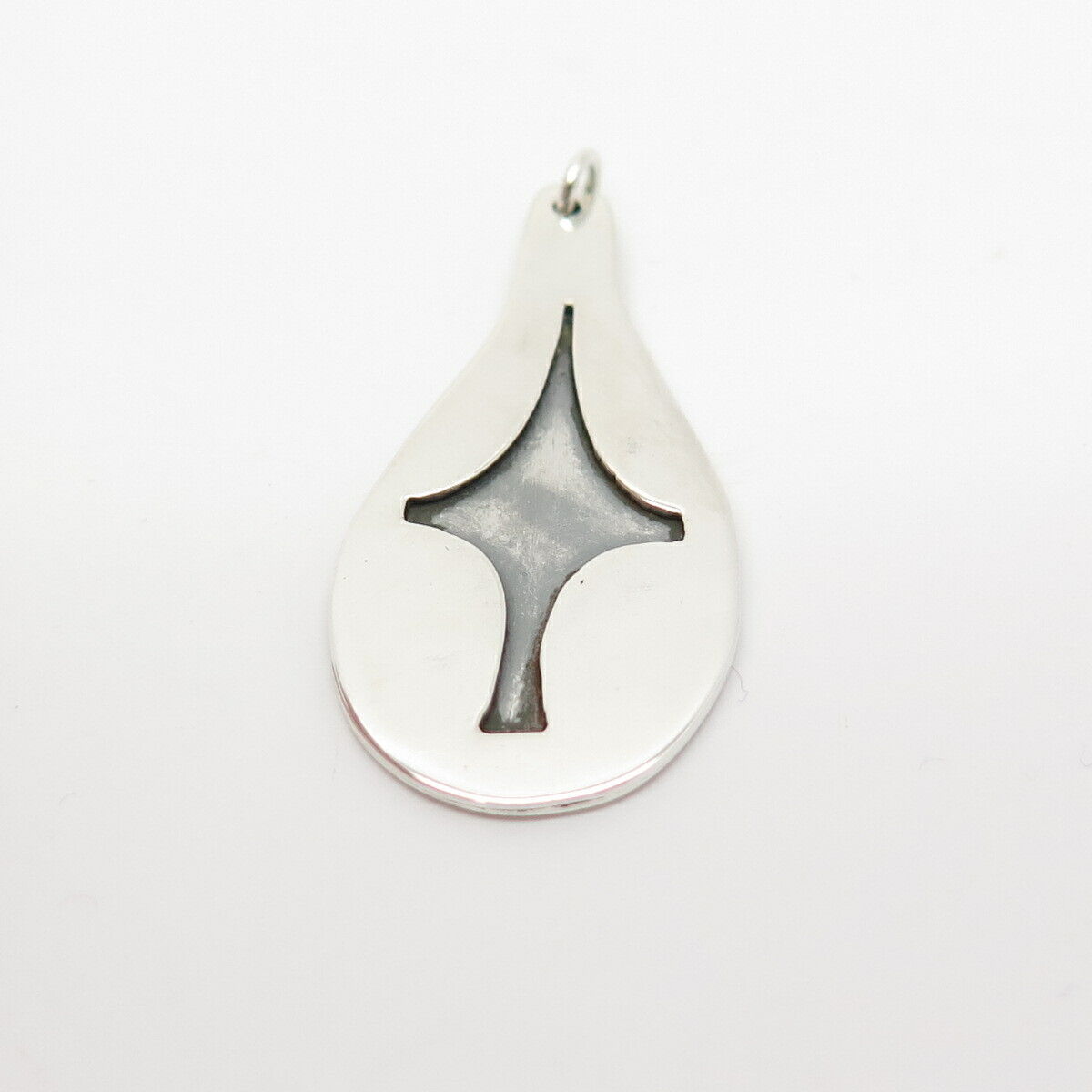 925 Sterling Silver Vintage Modernist Drop Pendant