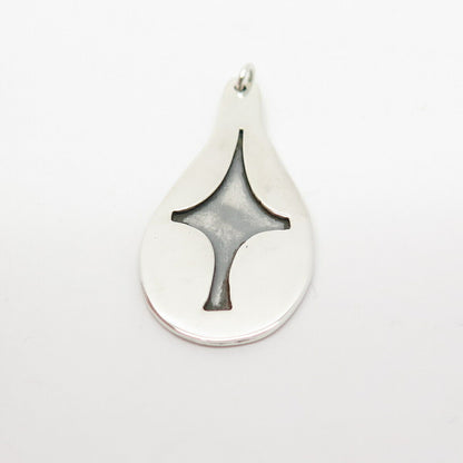 925 Sterling Silver Vintage Modernist Drop Pendant