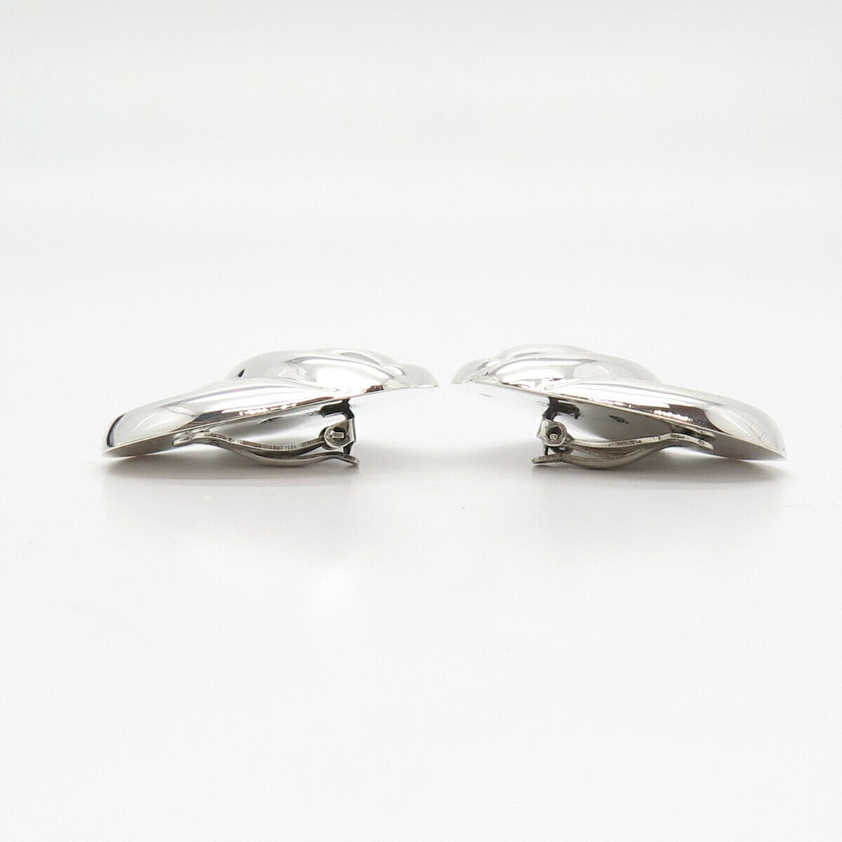 925 Sterling Silver Vintage Ribbed Clip On Earrings