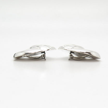 925 Sterling Silver Vintage Ribbed Clip On Earrings