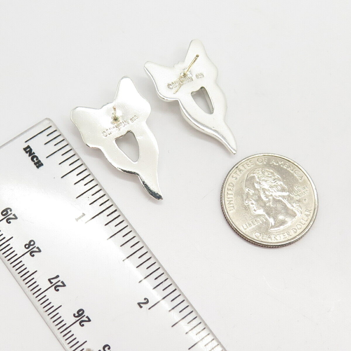 925 Sterling Silver Vintage Bayanihan Bow Earrings