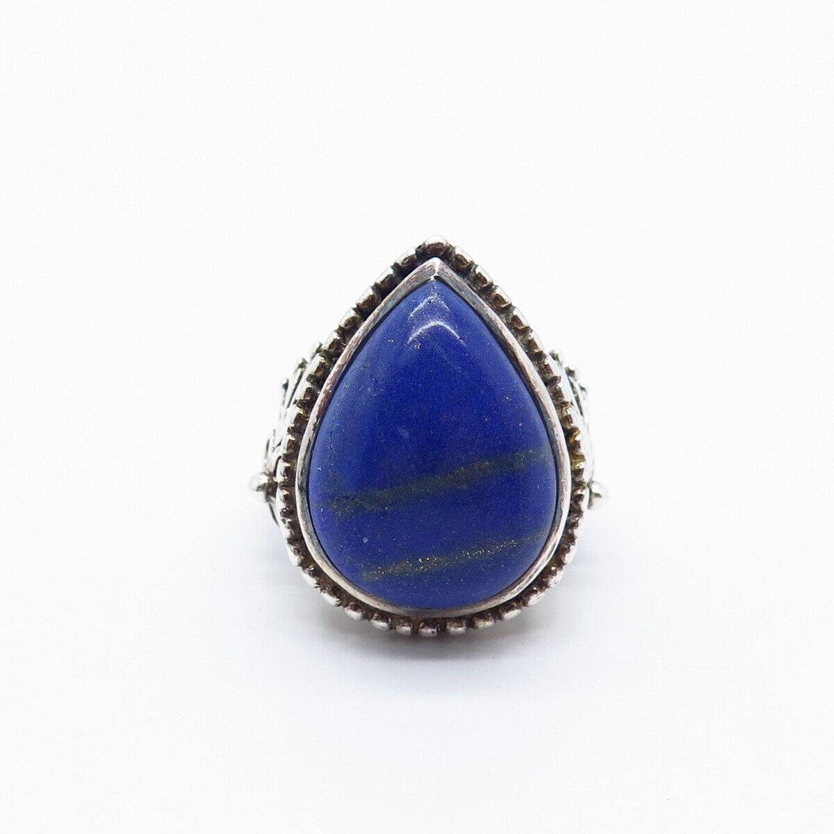 925 Sterling Silver Vintage Doug Paulus Lapis Lazuli Gem Teardrop Ring Size 7