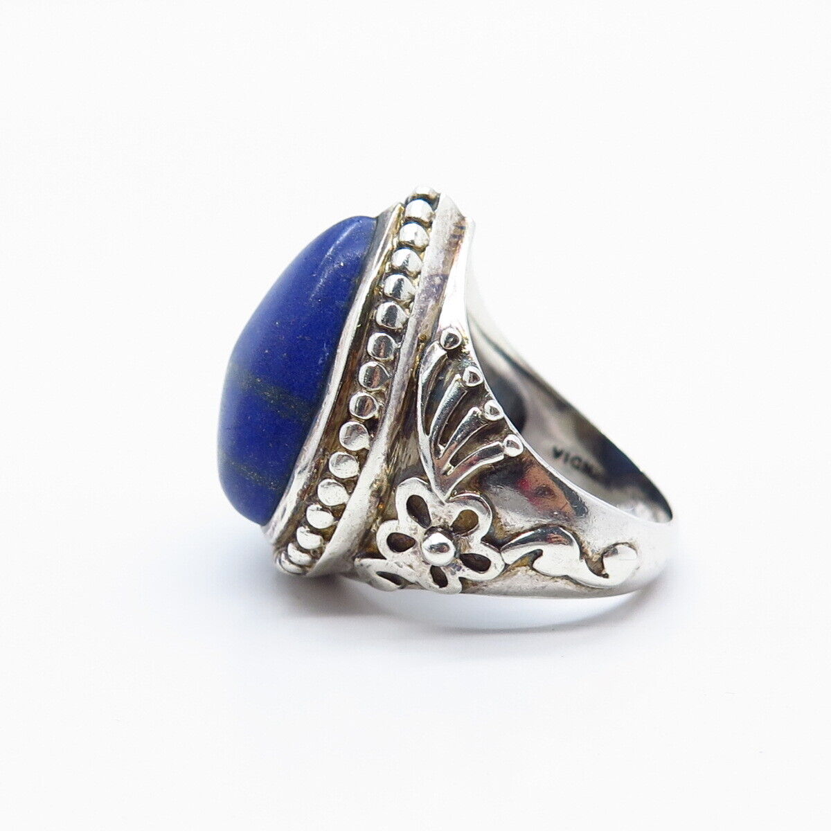 925 Sterling Silver Vintage Doug Paulus Lapis Lazuli Gem Teardrop Ring Size 7