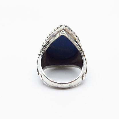 925 Sterling Silver Vintage Doug Paulus Lapis Lazuli Gem Teardrop Ring Size 7