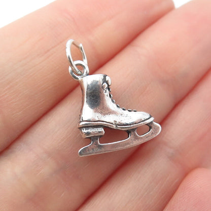 925 Sterling Silver Vintage Shube Ice Skating Shoe Charm Pendant