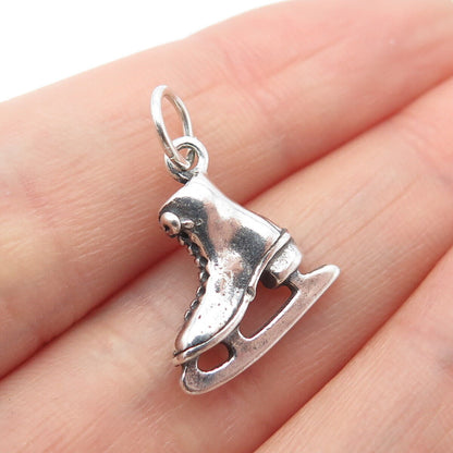 925 Sterling Silver Vintage Shube Ice Skating Shoe Charm Pendant