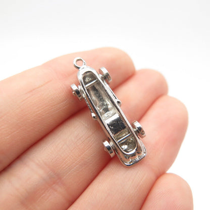 925 Sterling Silver Vintage Retro Car Movable Pendant