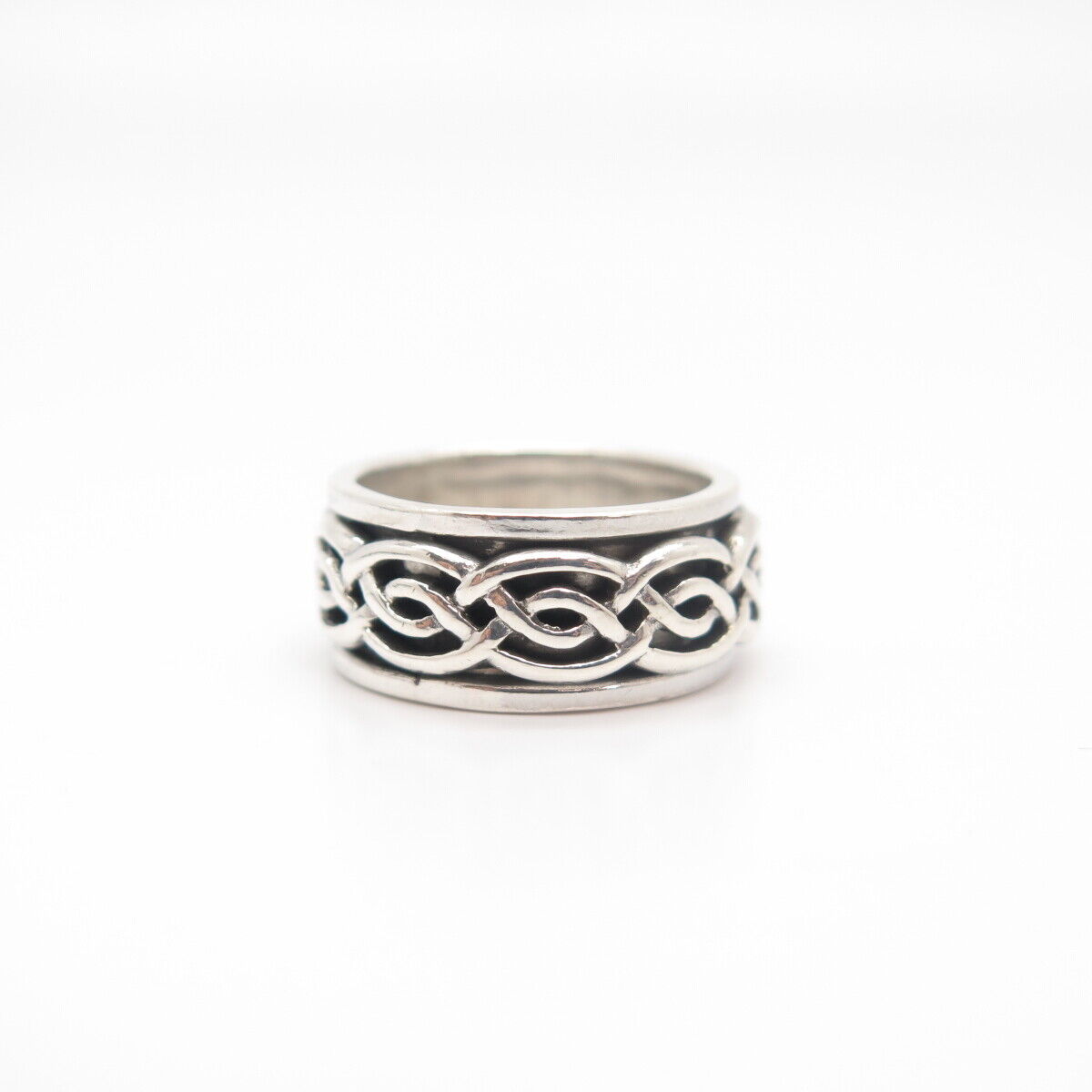 925 Sterling Silver Vintage Celtic Rotating Band Ring Size 6 3/4