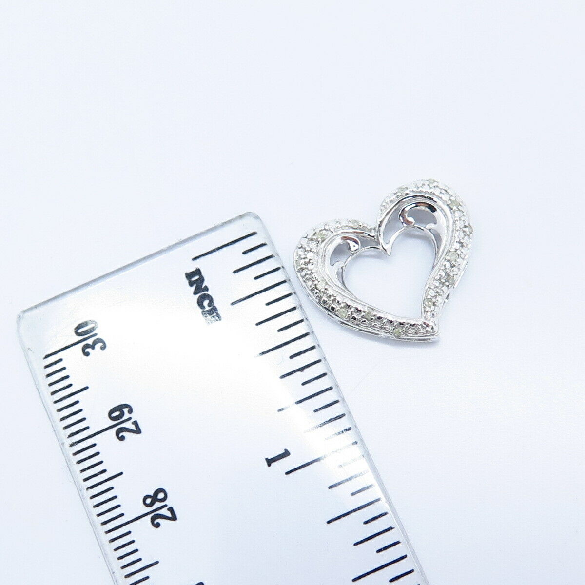 925 Sterling Silver Real Diamond Open Heart Slide Pendant