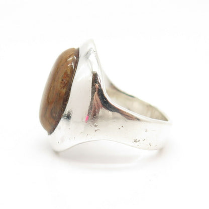 925 Sterling Silver Vintage Real Jasper Gem Ring Size 8