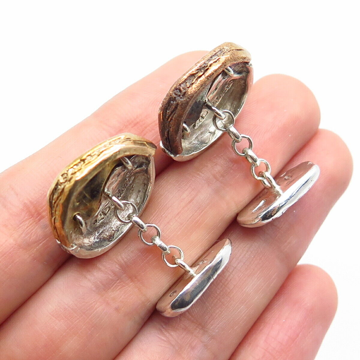 925 Sterling Silver 2-Tonr Vintage Italy Marco Balderi Cufflinks