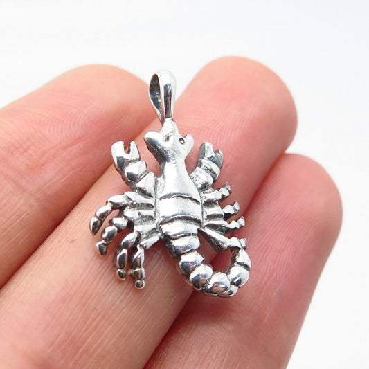 925 Sterling Silver Vintage Scorpion / Scorpio Zodiac Sign Pendant