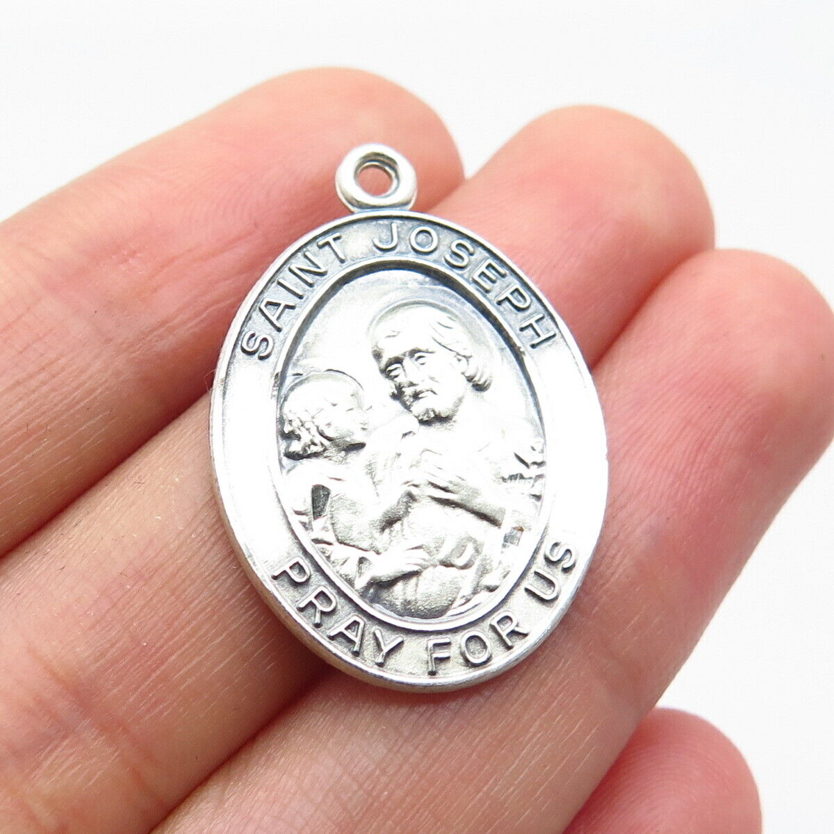 925 Sterling Silver Vintage St. Joseph Religious Pendant