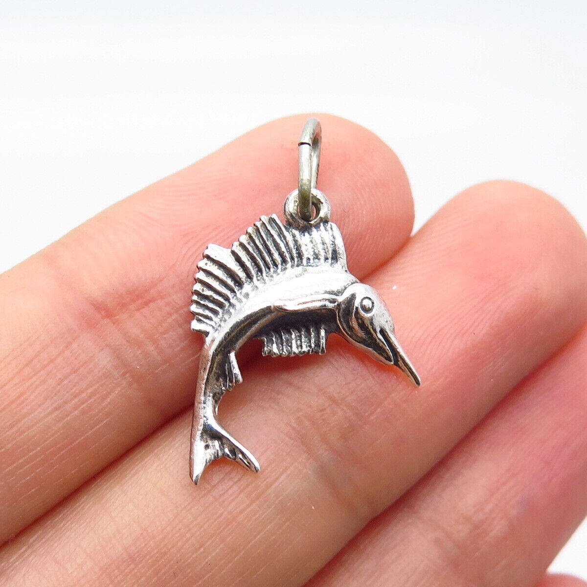 925 Sterling Silver Vintage BEAU Swordfish Charm Pendant