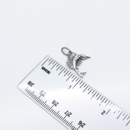 925 Sterling Silver Vintage BEAU Swordfish Charm Pendant