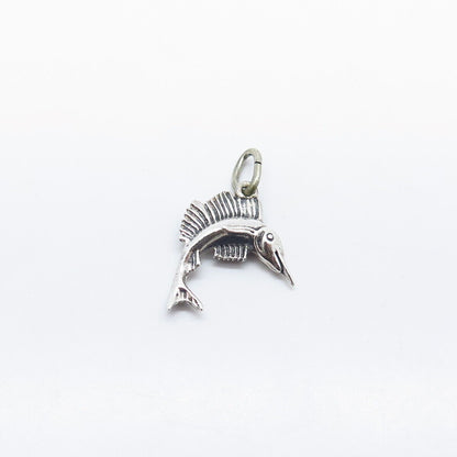 925 Sterling Silver Vintage BEAU Swordfish Charm Pendant