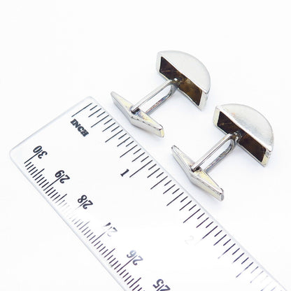 925 Sterling Silver Vintage Black Enamel Striped Cufflinks