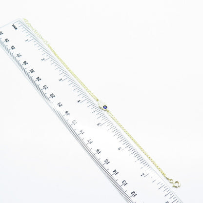 925 Sterling Silver Gold Plated C Z & Enamel Hamsa Rolo Link Bracelet 7.75"